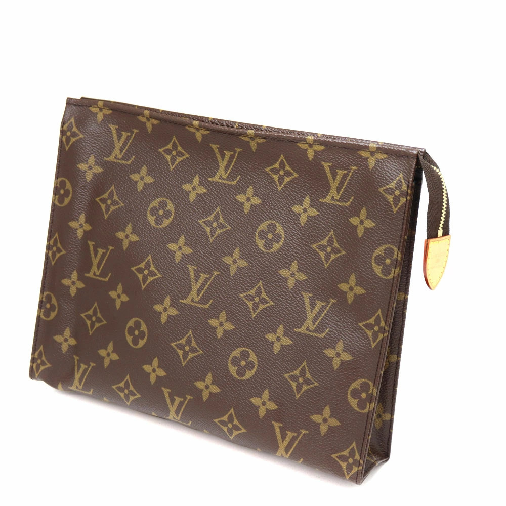 LOUIS VUITTON Pochette Toilette Monogram Canvas Brown Clutch